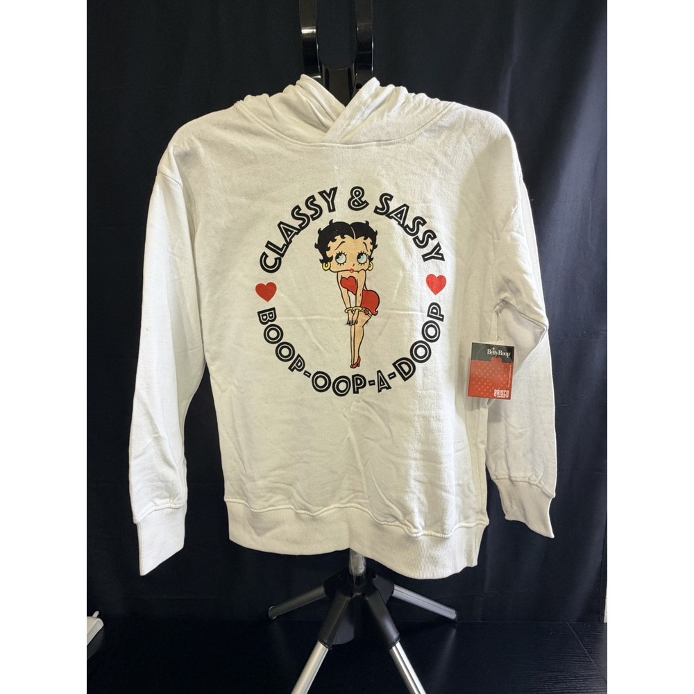 Betty Boop Classy Sassy Boop Oop A Doop White Hoodie Women M NWT Graphic